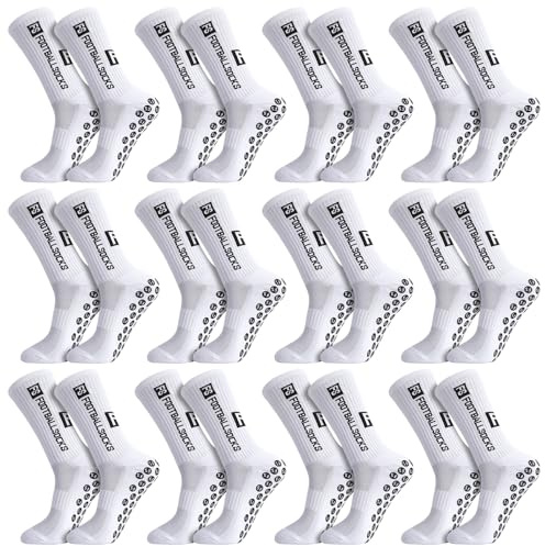 Apricitie 12 Paare Fußball Socken, Sportsocken 39-46 Anti Rutsch Grip Fussball Socken Rutschfeste Fußballsocken für Herren Damen Fussball Basketball Laufen Radfahren