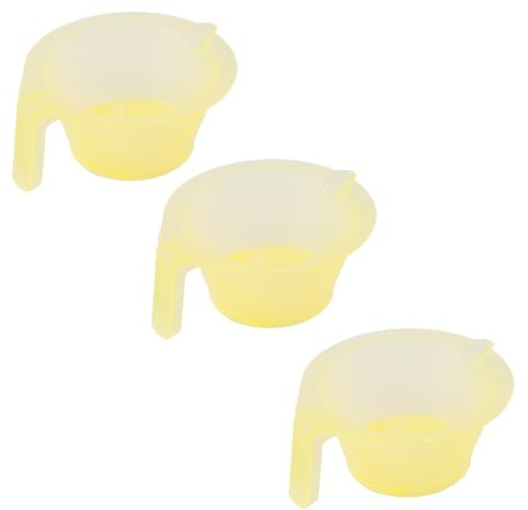 Cabilock Lot de 3 Bols de Teinture pour Cheveux Jaunes en Plastique Robustes avec Poignée Outils de Coloration Capillaire DIY pour Salon de Coiffure Mélanges Pratiques et Portables