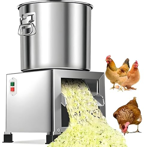 KPOUYYDS Trituradora Cría, Procesador Piensos for Aves Corral con 4 Cuchillas, 3500RPM,Picadora Verduras Acero Inoxidable,Puerto Alimentación Grande para Pastos Y Alimento De Ganado 1800W