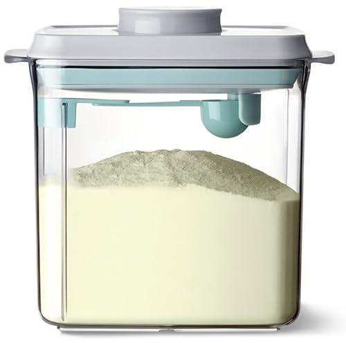 Teetönig Milk Powder Dispenser 1700 ml Milk Powder Storage Box with Spoon Sealed Milk Powder Dispenser Suitable for Storing Milk Powder, Flour, Millet, Red Beans (Transparent)