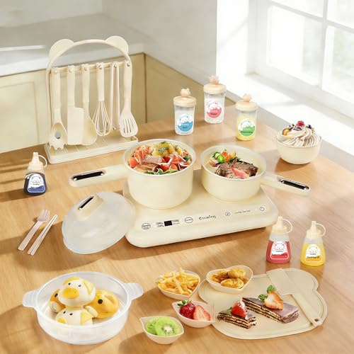 GoGoGoodie Montessori Kids Cooking Set Real, Mini Kitchen for Girl Ages 8-12 (Beige)