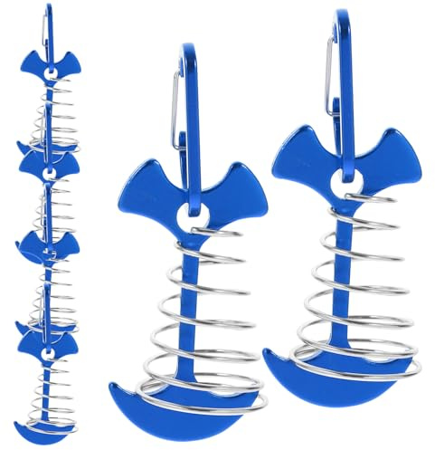 GALPADA Estacas para Tienda de Campaña de Aleación de Aluminio, Pequeñas Forma de Espina de Pescado, 6 Piezas Resorte y Hebilla Ajustable, Ideales para Camping, Playa y Senderismo