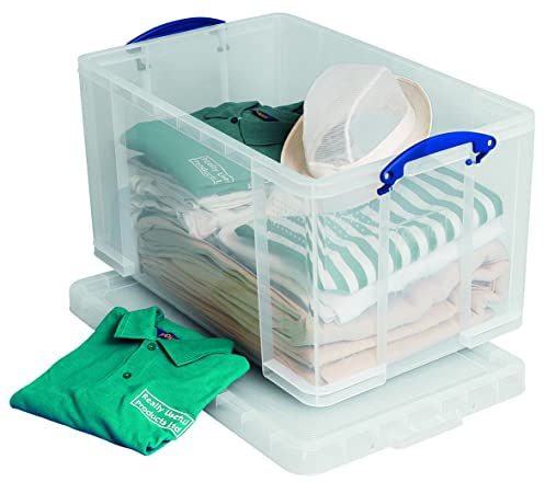 Really Useful 84 Litre Versatile Clear Storage Box: Stackable, Transparent, Versatile, Secure Solution for Effortless Storage and Convenient Transport Needs