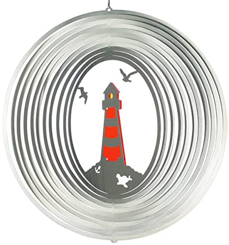 CIM rostfritt stål vindklocka – livsträd – ljusreflekterande – diameter: 20 cm – inklusive upphängning Leuchtturm 300 Rot