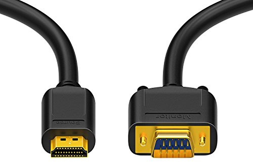 HDSupply HC110-050 HDMI till VGA kabel HDMI-A-kontakt (19-stift) till VGA (15-polig), guldpläterade kontakter, 5,00 m, svart, dubbelskärmad