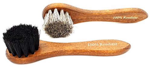 DELARA Due spazzole in legno laccato con setole di cavallo morbide, per applicare la crema sulle scarpe, borse, ecc. in pelle liscia, Made in Germany