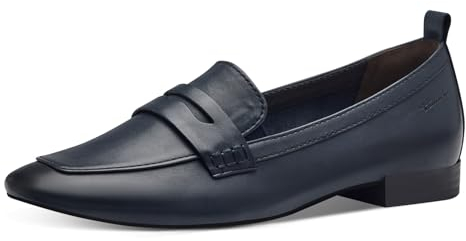 Tamaris COMFORT Damen Slipper aus Leder mit Blockabsatz, Blau (Navy), 39 EU