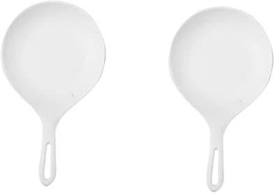 Diyfixlcd Assiettes à poignée d'apéritif Assiettes en mélamine Plateau en plastique 2pcs Assiettes à fondue Grande Cuillère Mélamine Pot Chaud Contenants en Plastique Blanc Plateau Rond Assiette