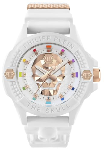 Philipp Plein The $Kull ECOCERAMIC - Orologio analogico al quarzo da uomo in silicone, Bianco - Pwuba0123, Classico