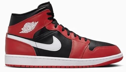 Jordan Herren 1 Mid Black/White-Gym Red (DQ8426 061), Schwarz/Gym Rot/Weiß, 45 EU