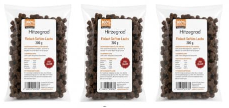 Hitzegrad Fleisch Softies Lot de 3 friandises d'entraînement au saumon | 3 × 200 g | Snack pour chien | Récompense savoureuse