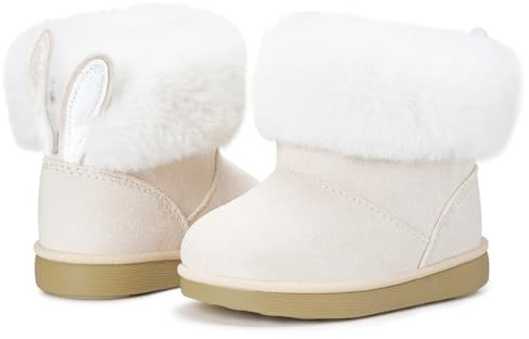 KVbabby Stivali Bambine Stivaletti da Neve Ragazze Caldo Fodera Bambini Stivali da Neve Scarpe da Invernali Antiscivolo Boots All'aperto EU26 =etichetta: 27 bianco b