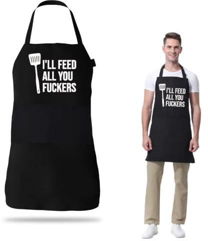 PMELCXD Lustige Kochschürze für Männer, Kochschürze Herren Lustig, Küchenschürze Herren - Lustige Grillschürze mit Kochmotiven, Ideal als Geschenke, Kochschürze Herren Lustig, Grillmeister Schürze