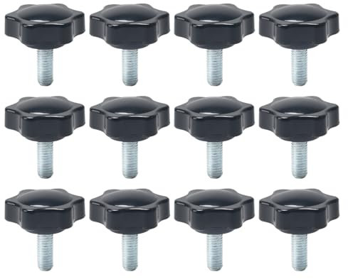 KINDPMA Lot de 12 Vis à Tête Moletée M8 x 20 mm en Plastique en Forme D'étoile avec Poignée, Vis à Tête Étoile pour Machines-Outils, Équipement Mécanique, Décoration de Meubles