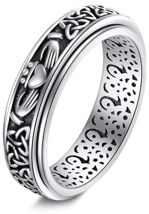 DAYLINLOVE Claddagh Rings S925 Sterling Silver Fidget Spinner Rings Claddagh Anxiety Ring Claddagh Jewellery Gifts for Women Men (7)