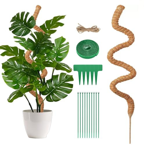 DXRPO Monstera Tuteur, 130cm Tuteur en Coco,Tuteur Flexible en Mousse pour Monstera avec Accessoires,Tuteur en Fibre de Coco pour Plantes Grimpantes Indoor
