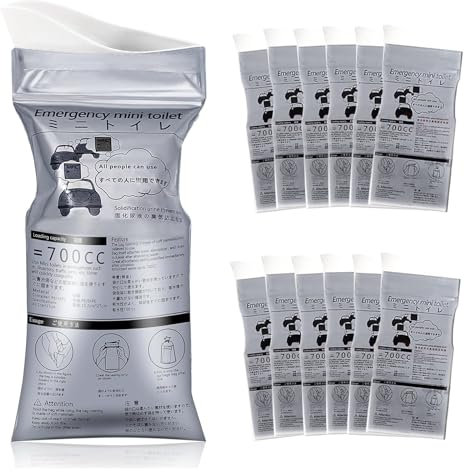 Pack of 12 Disposable Urine Bags for Travel, Mobile Emergency Toilet in Car, 700 ml Gel Urine Bags for Camping Toilets, Travel, Travel, Travel, Jam, Vomit Bags, Travel Toilet for Men