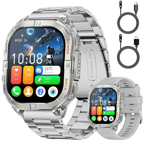 LIGE DM6 GPS Montre Connectée Homme avec Appel Bluetooth, 2.13 AMOLED HD Écran Montre Sport avec Podometre, Torche LED/IP68 Étanche Smart Watch, Sommeil Smartwatch pour Android iOS Phones