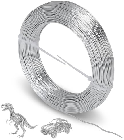 Craft Wire 18 Gauge 1mm Aluminium Wire 164 Feet Metal Bendable Thin Wires Silver for Crafting Jewellery Making Sculptures Bike Modelling Gardening Bonsai Bauble Garland