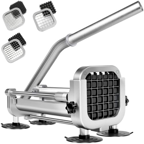 3Pcs French Fry Cutter, ZSCOOKLY Heavy Duty Potato Cutter Stainless Steel with 1/2-Inch and 1/4-Inch and 3/8-Inch Blade Great for Potatoes Carrots Cucumbers.