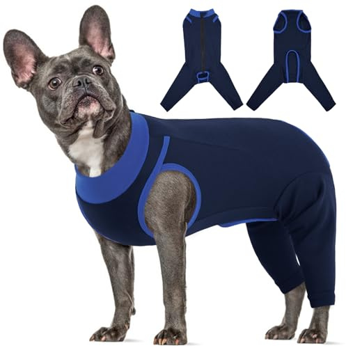 Lelepet Dog Recovery Suit Rear Legs, Bodysuit After Surgery, Navy Blue M