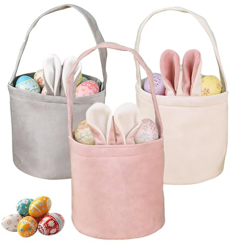 Cestino Pasquale,3 Pezzi Easter Cloth Basket,Nido di Pasqua da Riempire,Easter Egg Basket,Easters Baskets with Handle,Nido di Pasqua,for Easters Sweets,Eastere Eggs,Eastere Toys