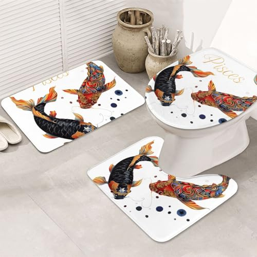 Alfombra De Baño De 3 Piezas Signo del Zodiaco Piscis Juego De Alfombrillas De Baño Durable por Encargo Alfombras De Cama, para Dormitorio, Bathroom, Cocina