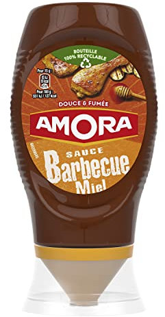Amora Sauce Barbecue Miel Douce et fumée, Flacon Souple, 282g