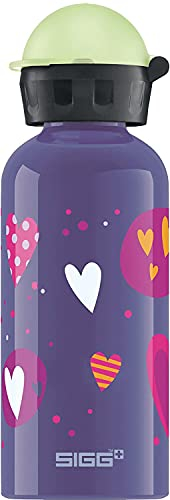 SIGG Glow Heartballoon Kinder Trinkflasche, schadstofffreie Kinderflasche mit auslaufsicherem Deckel, federleichte Trinkflasche aus Aluminium, 0.4l