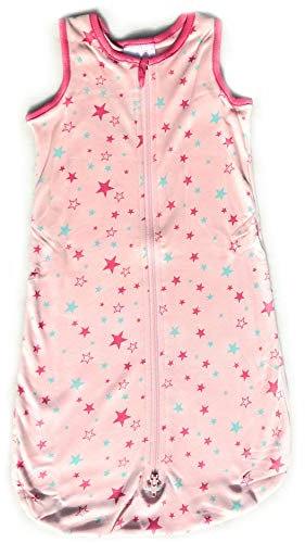 Ventilkappenkönig Baby Schlafsack Bio Baumwolle Strampelsack Pucksack Neugeborene Kleinkind 0-24 Monate Stern Vogel Ballon Dino Löwe Elefant 70cm (70cm, Rosa Stern)