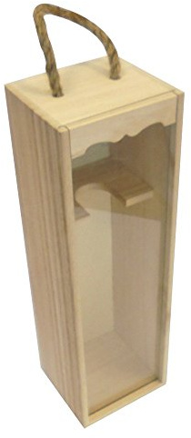 IMBALLAGGI ALIMENTARI PZ 1 SCATOLA PORTABOTTIGLIE IN LEGNO (1 BOTTIGLIA) CASSETTA CON FINESTRA TRASPARENTE WOOD BOX FOR BOTTLES