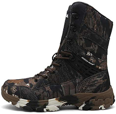 LIOPJH Zapatos de senderismo impermeables del deporte para hombre, botas tácticas al aire libre del ejército, botas de trabajo del tobillo de la caza del
