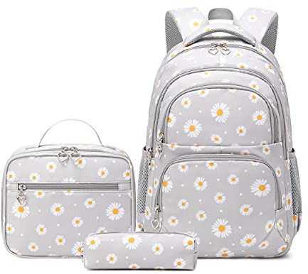 3Pcs Daisy Prints Backpack Sets Kids Bookbag Primary School Daypack Elementary Students Knapsack for Teens Girls