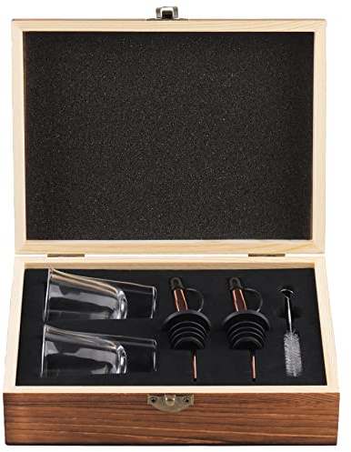 Aiizun Shotglas presentpaket, espressoglas med sprit droppar, 2 tunga basglasögon i trälåda för jul/födelsedagstillfällen, present för dryck/spritälskare