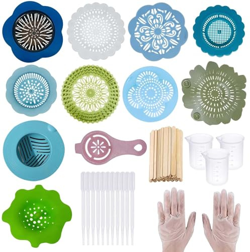 Allazone 35 Pz Strumenti di Pittura Acrilica, Crépines de Coulée Acryliques, 11 Pz Plastique de Drainage en Silicone Kit di Strumenti di Pittura Set da Disegno per Pittura Fai Da Te