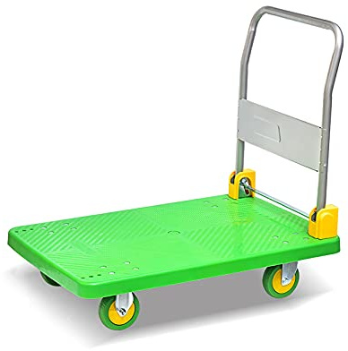 TOMYEUS Platform Trolley Platform Hand Truck Push Cart for Moving Foldable Handle and 360 Degree Swivel Wheels for Easy Storage Stable Transport High Bear Trolley on Wheels (Size : 90 * 60)