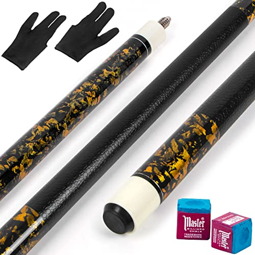 LOTKEY Pool Queue 4-teiliges Set – Kanadischer Ahorn Profi Pool Queue, 58 Zoll Pool Queue, 19 Unzen Queue, Kommt mit 2 Billardkreiden, Pool Queue für Erwachsene, Langlebig, Geeignet für Poolspieler