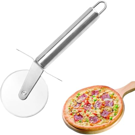 CRLLDPM 1 Stück Pizzaschneider, Pizzaroller aus Edelstahl, robuster Küchenhelfer mit scharfem Schneiderad
