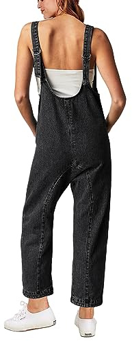 GREAIDEA High Roller Denim Jumpsuits for Women Casual Sleeveless Loose Baggy Overalls Jeans Pants Jumpers with Pockets
