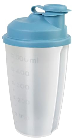 Westmark Dressing Shaker with measuring scale, Removable mixing disc and closable spout, Volume: 0.5 l, Plastic, BPA-free, Mixery, Colour: Translucent/blue, 2435227B