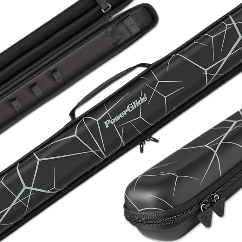 POWERGLIDE Snooker Pool or Billiard Cue Case | Svartur Noir | Modern Design Soft Touch EVA | Handle & Shoulder Strap | Protective Foam Interior | Accessory Pockets | to Fit 50/50 Joint Cue