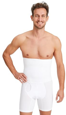 FINN Shapewear Herren Hose – Seamless Body Shaper Boxershorts mit Bauchweg Effekt – Nahtlose Kompressionshose & Mieder – Figurformende Unterhose mit starker Kompression Weiß 3XL