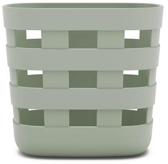 Lalo Bath Time Storage Bin - Keep Items Organized & Dry with Non-Toxic Plastic, Easy Cleanup, Removable Drying Bin, Woven Baby Organizer, Secure Wall Attachment, 9 x 5.5 x 8.5 in - Sage