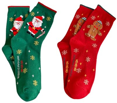 Chaussettes de Noël pour Femme Chaussettes D'hiver Chaussettes Douillettes Chaussettes Coton Chaussettes Noël Chaudes Calendrier L'Avent Chaussettes Coton pour L'automne et L'hiver 2 Paires