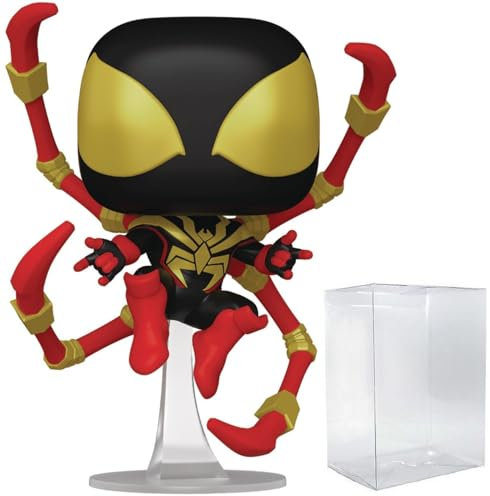 POP Marvel: Spider-Man Comics - Miles Morales Iron Spider Funko Vinyl Figure (Bundled with Compatible Box Protector Case), Multicolored, 3.75 inches