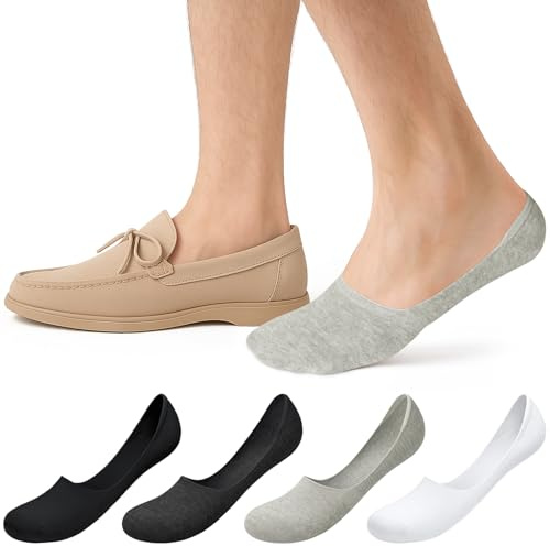 Kiiwah 4 Paia Calzini Invisibili Uomo, Fantasmini Uomo con Silicone Antiscivolo Calzini Corti Morbido Calze Cotone Estivi per Scarpe di Tela, Sneaker, Scarpe Oxford e Scarpe Casual