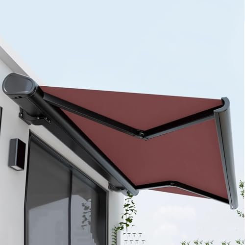 Tenda elettrica retrattile con telecomando, telaio in alluminio, copertura motorizzata per patio, design a cassetta completa per terrazza esterna, cortile, giardino e balcone