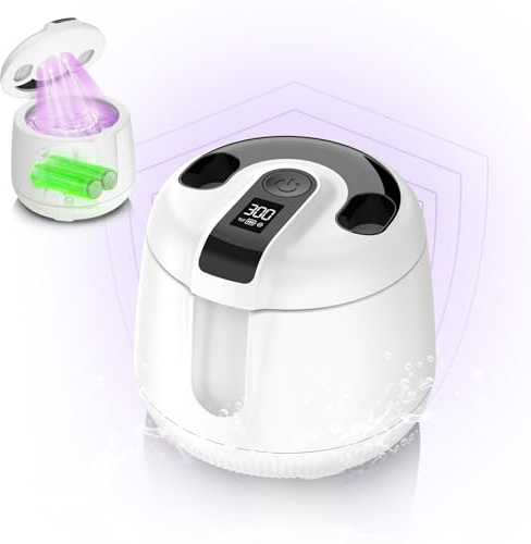 Cordless Ultrasonic Retainer Cleaner Machine, MEKO Rechargeable Denture Cleaner with 4000mAh Battery, 48kHZ, IPX5 Waterproof Dental Pod for Aligner, Braces, Jewelry, Toothbrush Head-White