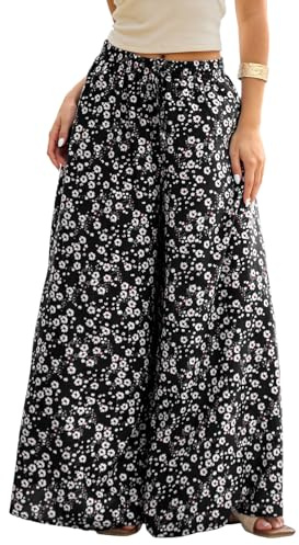 ZANZEA Women's Wide Leg Trousers Flowy Floral Palazzo Summer Beach Trousers