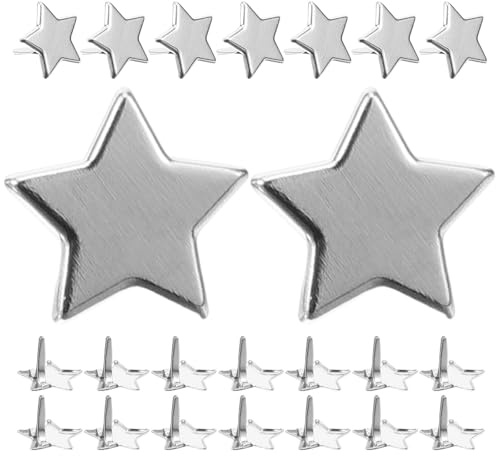 MINAOLULUS 100 Stück Kleiner Scrapbook Brads Sternform Zweibeinige Metall Nägel Silberfarben für Bastelarbeiten Selbstgemacht Befestigungselemente Scrapbooking